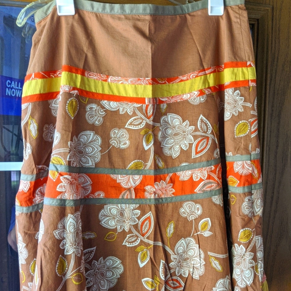 BCBG MAXAZRIA Floral A-Line Skirt Knee Length Multicolor Size 10
